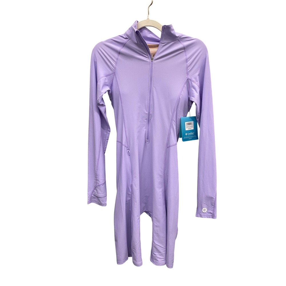 Coolibar Alana Knee Length Swimsuit M Purple UPF 50+ Sun Suit Lavendula NWT